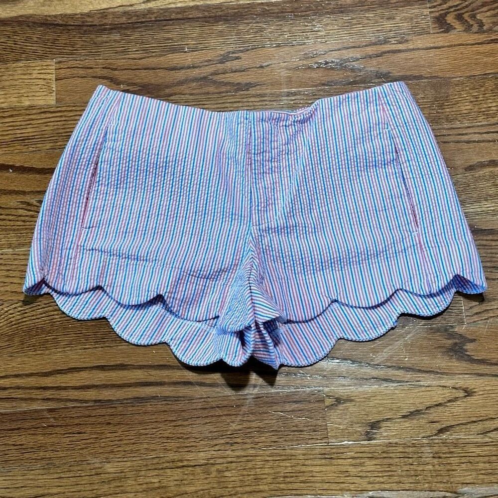 Lilly Pulitzer Seersucker Striped Scalloped Short